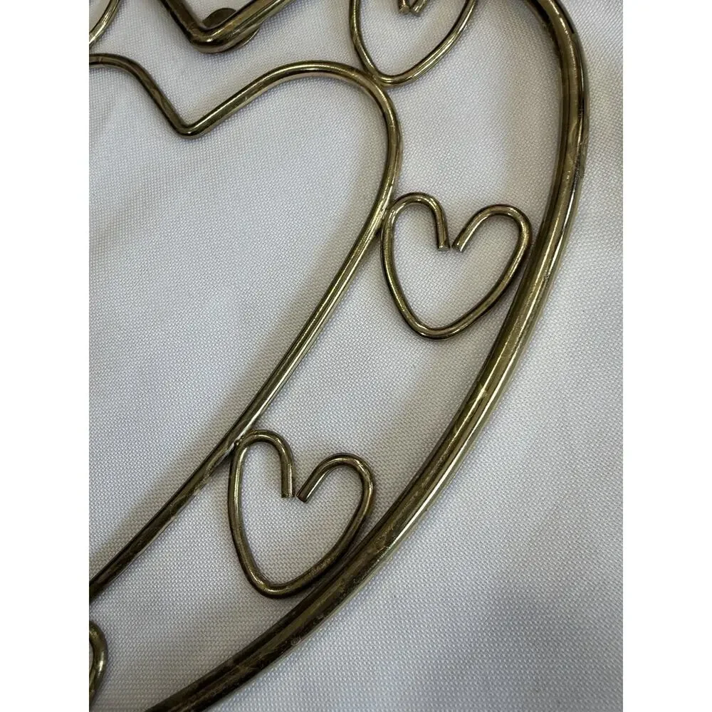 Vintage Set of 3 Gold Heart Wall Sconce Candle Holders Metal Home Decor
